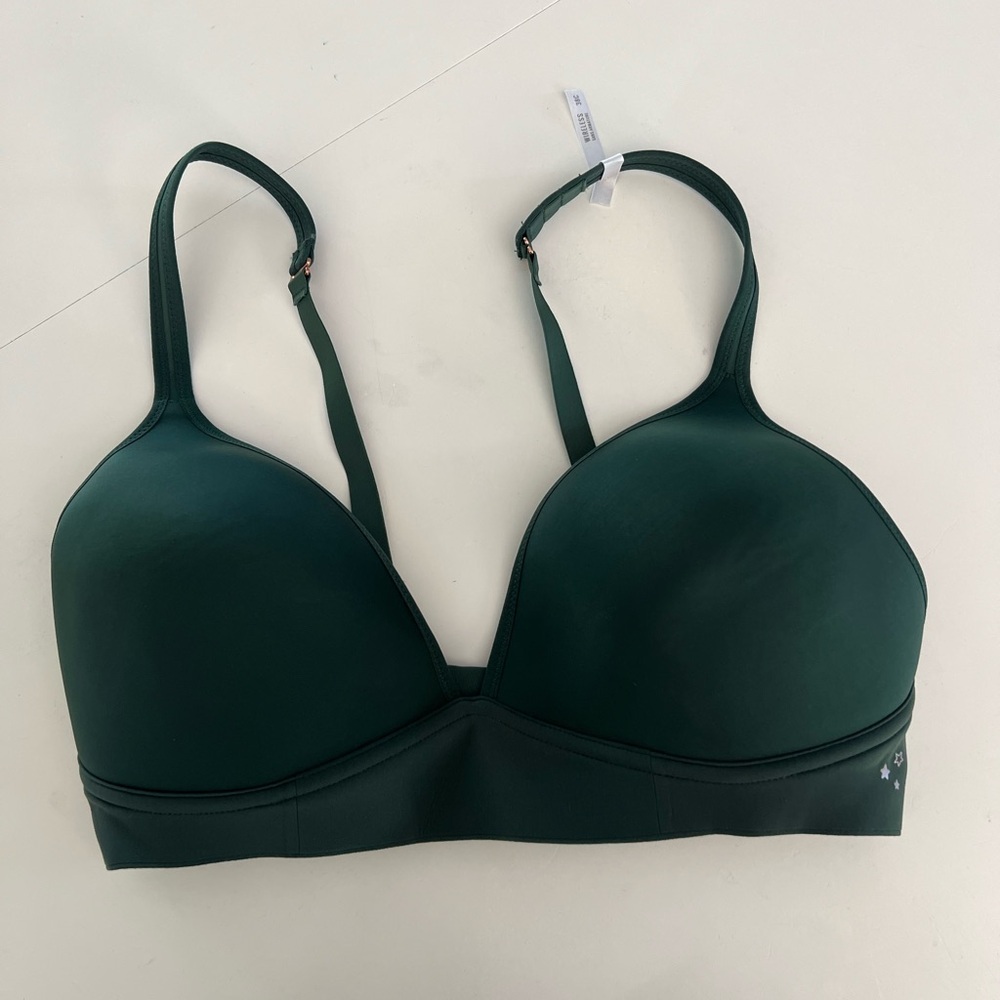 Aerie Real Me Full Coverage Wireless‎ Bra Sycamore Green Size 38C NWOT